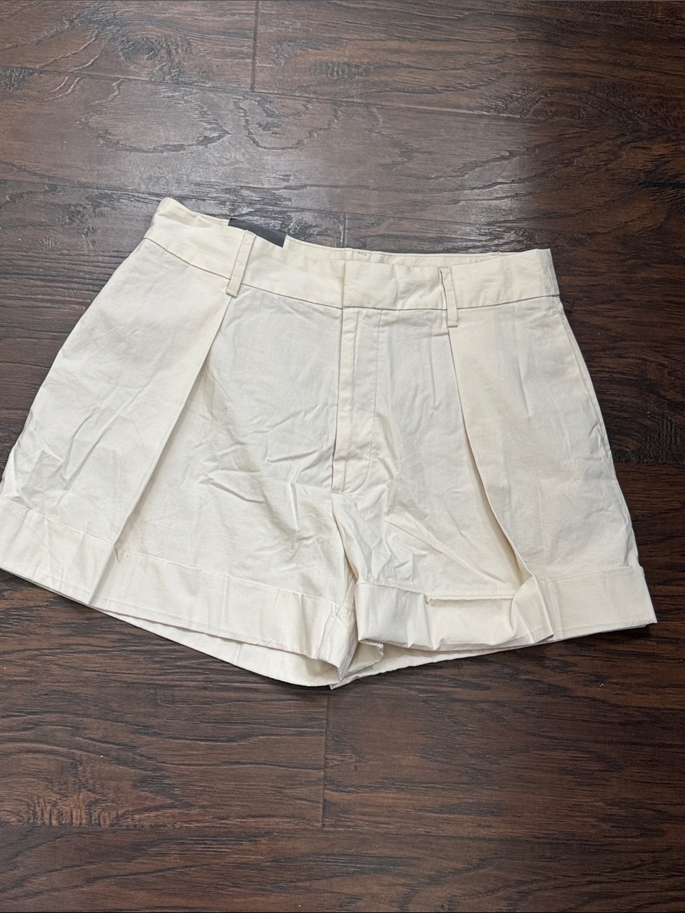 Banana Republic Cream Pleated High-Waist Bermuda Shorts